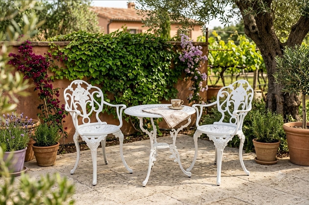 Alüminyum Döküm 2 Kişilik 63 cm Yuvarlak Renkli Masa Sandalye Takımı KD-T003
