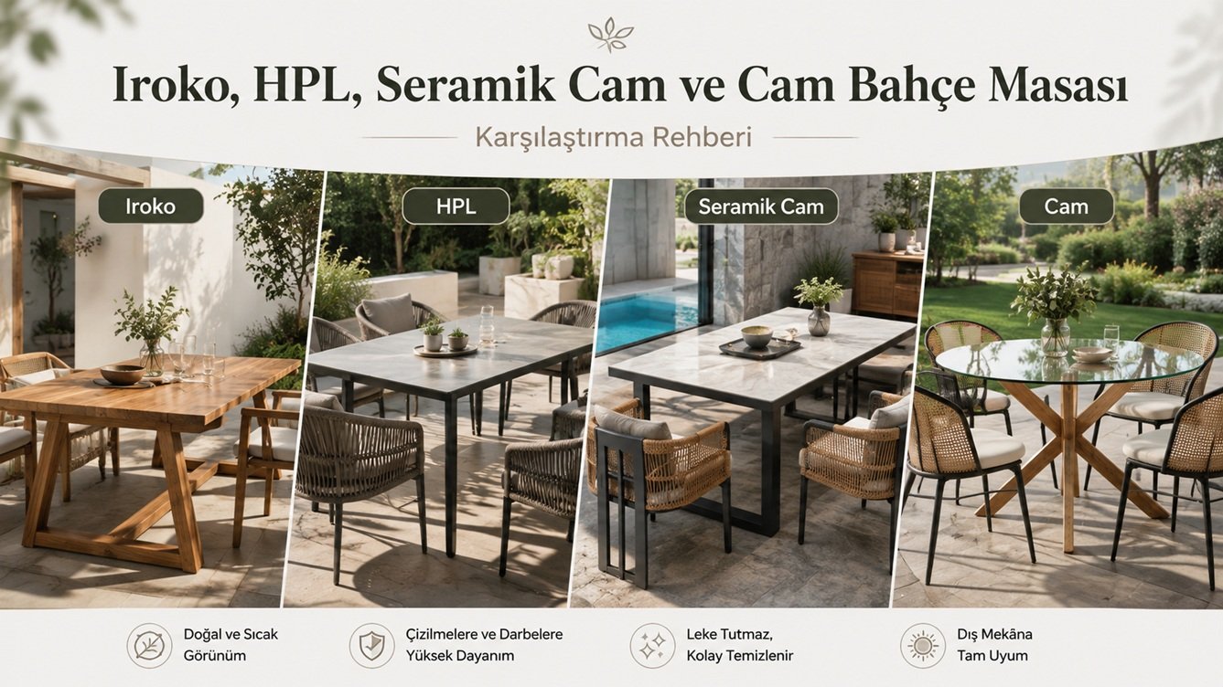 Iroko, HPL, Seramik Cam ve Cam Bahçe Masası Arasındaki Farklar